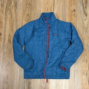 Patagonia Kids Blue Puffer Jacket with Red Trim